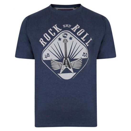 Kam Jeans 5349 Rock N Roll T-shirt Indigo - Tricouri - Tricouri Bărbați Mărimi Mari