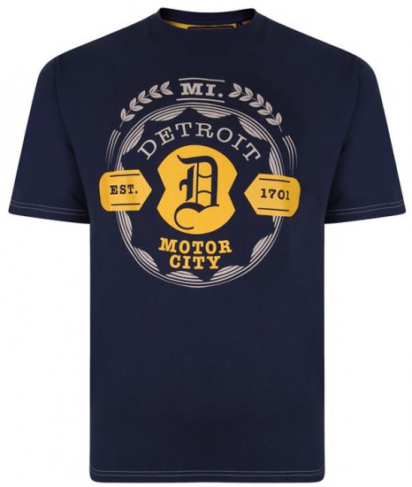 Kam Jeans 5350 Detroits Motors T-shirt Indigo - Tricouri - Tricouri Bărbați Mărimi Mari
