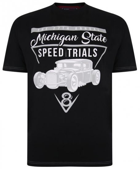 Kam Jeans 5352 Michigan State T-shirt Black - Tricouri - Tricouri Bărbați Mărimi Mari