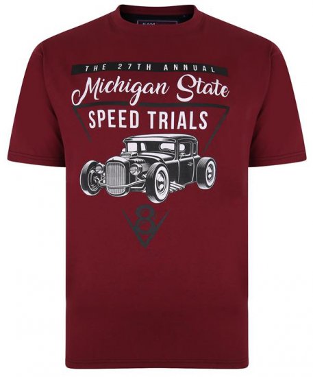 Kam Jeans 5352 Michigan State T-shirt Burgundy - Tricouri - Tricouri Bărbați Mărimi Mari