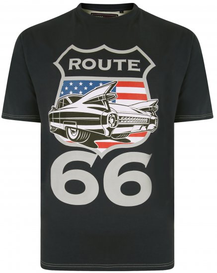 Kam Jeans 5353 Route 66 Print T-shirt Black - Tricouri - Tricouri Bărbați Mărimi Mari