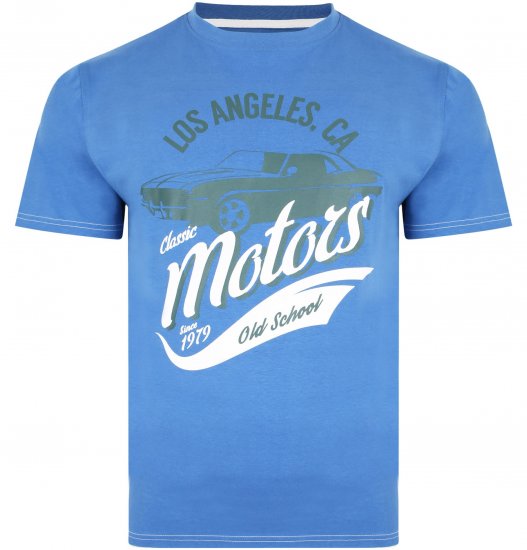 Kam Jeans 5369 Motors Print T-shirt Blue - Tricouri - Tricouri Bărbați Mărimi Mari