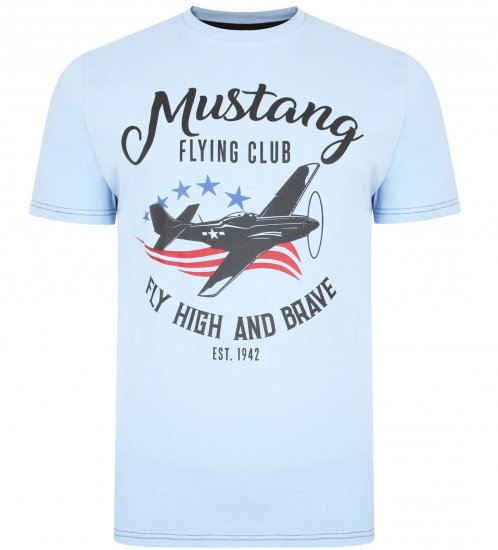 Kam Jeans Mustang Flying Club T-shirt Sky - Tricouri - Tricouri Bărbați Mărimi Mari