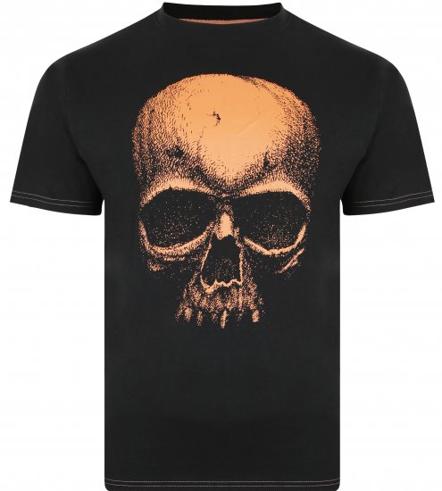 Kam Jeans 5374 Ghost Skull Print T-shirt Black - Tricouri - Tricouri Bărbați Mărimi Mari
