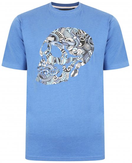 Kam Jeans 5376 Music Skull Print Tee Blue - Tricouri - Tricouri Bărbați Mărimi Mari