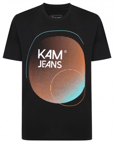 Kam Jeans 5383 Kam Logo Printed Tee Black - Tricouri - Tricouri Bărbați Mărimi Mari