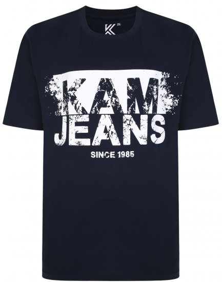 Kam Jeans 5384 Kam Logo Printed Tee Navy - Tricouri - Tricouri Bărbați Mărimi Mari