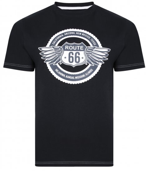 Kam Jeans 5388 Route 66 T-Shirt Black - Tricouri - Tricouri Bărbați Mărimi Mari