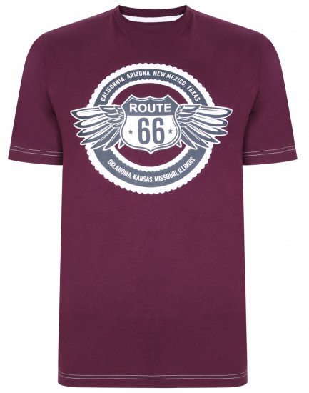 Kam Jeans 5388 Route 66 T-Shirt Purple - Tricouri - Tricouri Bărbați Mărimi Mari