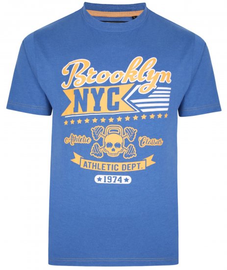 Kam Jeans 5389 Brooklyn NYC T-Shirt Blue - Tricouri - Tricouri Bărbați Mărimi Mari
