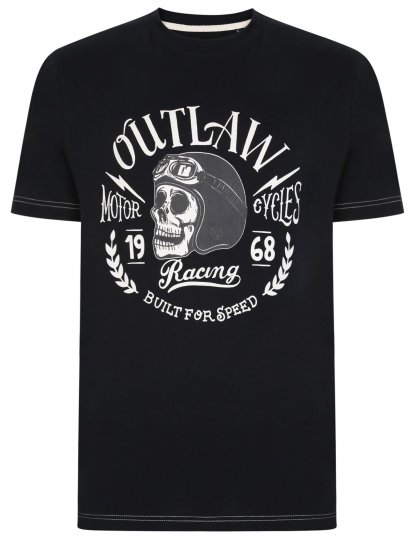 Kam Jeans 5391 Outlaws Skull Print T-Shirt - Tricouri - Tricouri Bărbați Mărimi Mari