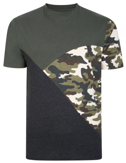 Kam Jeans 5394 Cut & Saw Camo Panel T-Shirt Khaki - Tricouri - Tricouri Bărbați Mărimi Mari