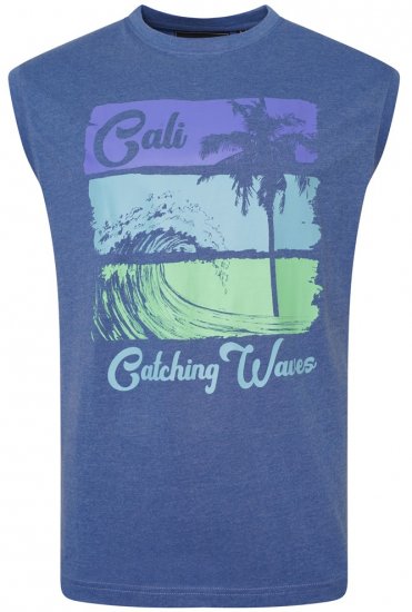 Kam Jeans 5397 California Sleeveless Tee Blue Marl - Tricouri - Tricouri Bărbați Mărimi Mari