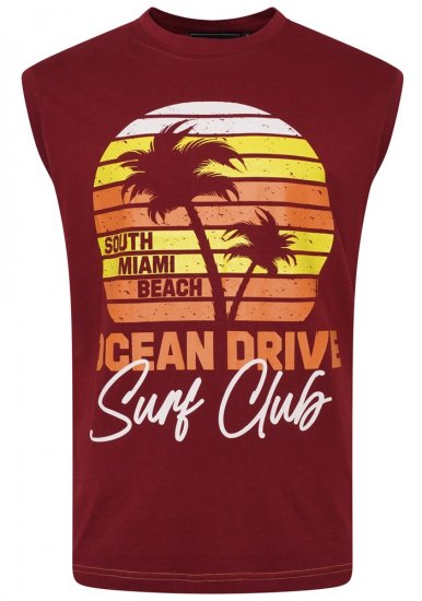 Kam Jeans 5398 Miami Beach Sleeveless Tee Burgundy - Tricouri - Tricouri Bărbați Mărimi Mari
