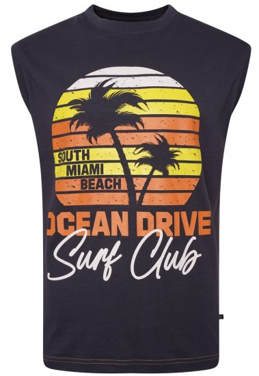 Kam Jeans 5398 Miami Beach Sleeveless Tee Indigo - Tricouri - Tricouri Bărbați Mărimi Mari