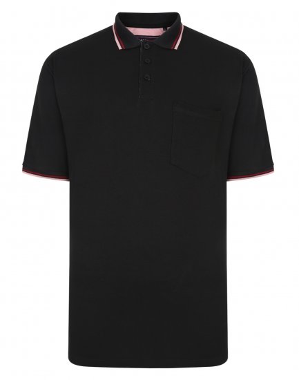 Kam Jeans Polo with Pocket Black - Tricouri polo - Tricouri Polo Bărbați Mărimi Mari