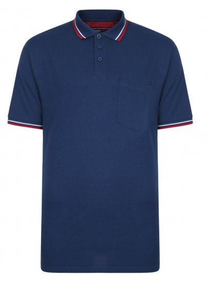 Kam Jeans Polo with Pocket Insignia Blue - Tricouri polo - Tricouri Polo Bărbați Mărimi Mari