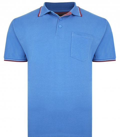 Kam Jeans 5400C Tipped Polo with Pocket Blue - Tricouri polo - Tricouri Polo Bărbați Mărimi Mari