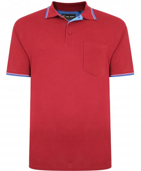 Kam Jeans 5400C Tipped Polo with Pocket Burgundy - Tricouri polo - Tricouri Polo Bărbați Mărimi Mari