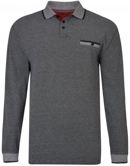 Kam Jeans 5429 Long Sleeve Polo Black - Tricouri polo - Tricouri Polo Bărbați Mărimi Mari