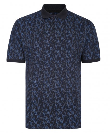 Kam Jeans Guitar Print Polo Midnight - Tricouri polo - Tricouri Polo Bărbați Mărimi Mari