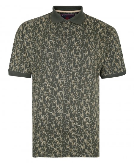 Kam Jeans Guitar Print Polo Olive - Tricouri polo - Tricouri Polo Bărbați Mărimi Mari