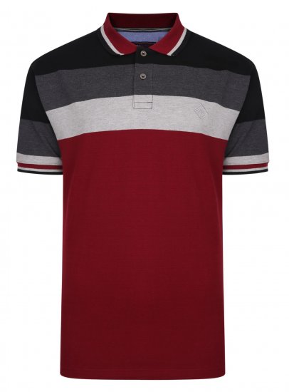Kam Jeans Contrast Stripe Polo Grey - Tricouri polo - Tricouri Polo Bărbați Mărimi Mari