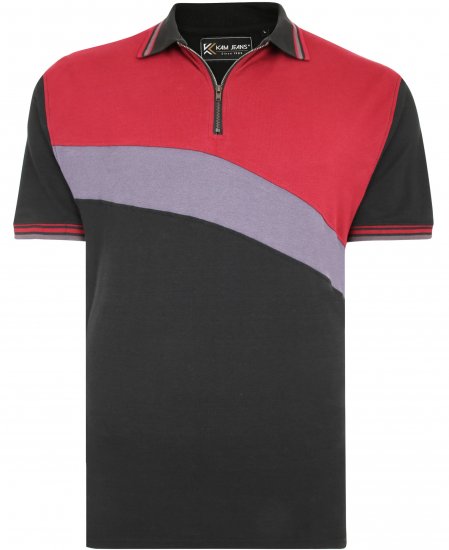 Kam Jeans 5448 Cut & Saw Polo with Zip Black - Tricouri polo - Tricouri Polo Bărbați Mărimi Mari