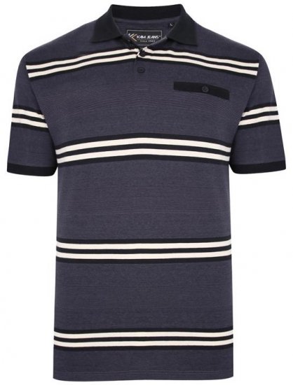 Kam Jeans 5452 Yarn Dye Srtipe Polo Charcoal - Tricouri polo - Tricouri Polo Bărbați Mărimi Mari