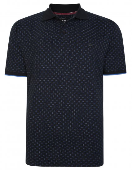 Kam Jeans 5455 Dobby Print Polo Black - Tricouri polo - Tricouri Polo Bărbați Mărimi Mari