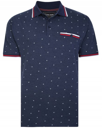 Kam Jeans 5456 Drop Needle Jersey Polo with Dobby Print - Tricouri polo - Tricouri Polo Bărbați Mărimi Mari