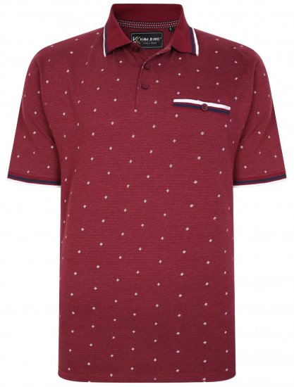 Kam Jeans 5456 Drop Needle Jersey Polo with Dobby Print Burgundy - Tricouri polo - Tricouri Polo Bărbați Mărimi Mari