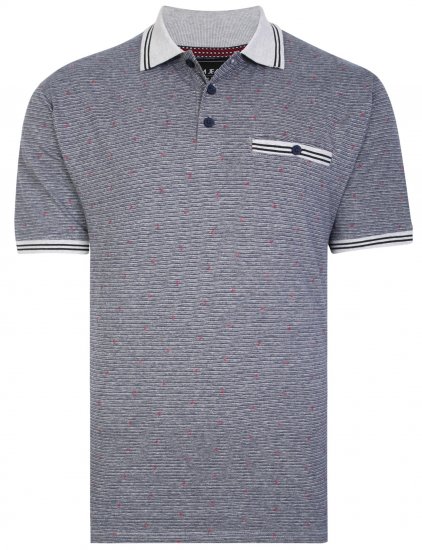 Kam Jeans 5456 Drop Needle Jersey Polo with Dobby Print Grey - Tricouri polo - Tricouri Polo Bărbați Mărimi Mari