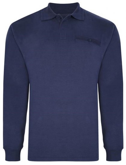 Kam Jeans 5457 LS Peach Finish Polo Navy - Tricouri polo - Tricouri Polo Bărbați Mărimi Mari