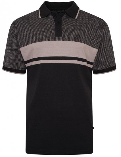 Kam Jeans 5462 Dobby Weave Polo Black - Tricouri polo - Tricouri Polo Bărbați Mărimi Mari