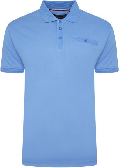 Kam Jeans 5498 Jersey Polo with Self Stripe Jacquard Collar/Cuffs Royal Blue - Tricouri polo - Tricouri Polo Bărbați Mărimi Mari