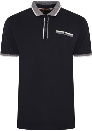 Kam Jeans 5499 Jersey Polo with Jacquard Collar/Cuffs Navy - Tricouri polo - Tricouri Polo Bărbați Mărimi Mari