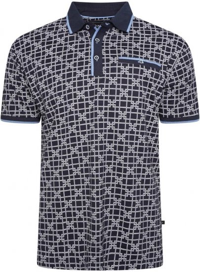 Kam Jeans 5516 Geo-Print Polo Navy - Tricouri polo - Tricouri Polo Bărbați Mărimi Mari