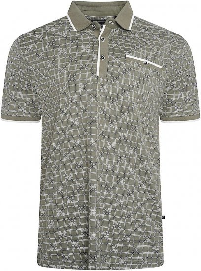 Kam Jeans 5516 Geo-Print Polo Sage - Tricouri polo - Tricouri Polo Bărbați Mărimi Mari
