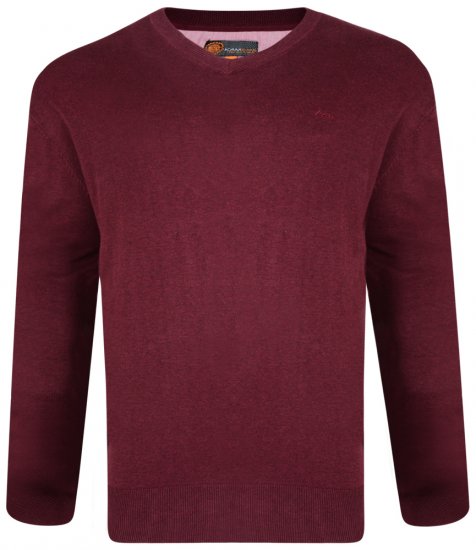 Kam Jeans V-neck Knitted Sweater Burgundy - Pulovere & hanorace - Pulovere & Hanorace Bărbați Mărimi Mari