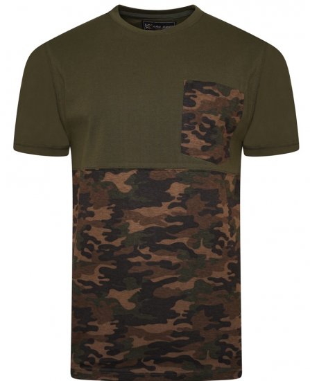 Kam Jeans 5700 Camo Panelled T-Shirt Khaki - Tricouri - Tricouri Bărbați Mărimi Mari