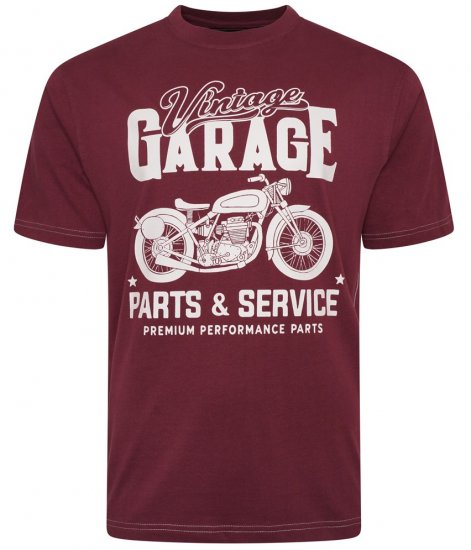 Kam Jeans 5702 Vintage Print T-Shirt Plum - Tricouri - Tricouri Bărbați Mărimi Mari