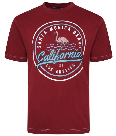 Kam Jeans 5707 Santa Monica Tee Burgundy - Tricouri - Tricouri Bărbați Mărimi Mari
