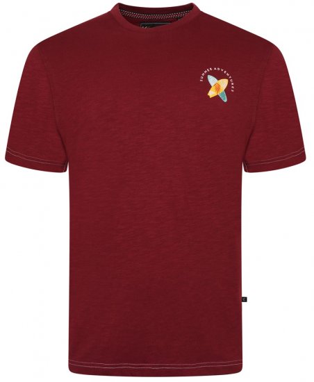 Kam Jeans 5709 Summer Adventure Print Tee Burgundy - Tricouri - Tricouri Bărbați Mărimi Mari