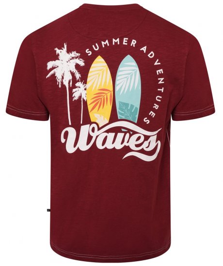 Kam Jeans 5709 Summer Adventure Print Tee Burgundy - Tricouri - Tricouri Bărbați Mărimi Mari