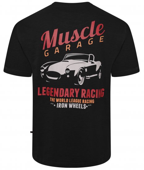Kam Jeans 5710 Legendary Racing Slub Tee With Back Print Black - Tricouri - Tricouri Bărbați Mărimi Mari