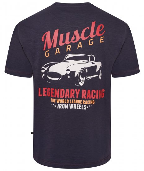 Kam Jeans 5710 Legendary Racing Slub Tee With Back Print Navy - Tricouri - Tricouri Bărbați Mărimi Mari