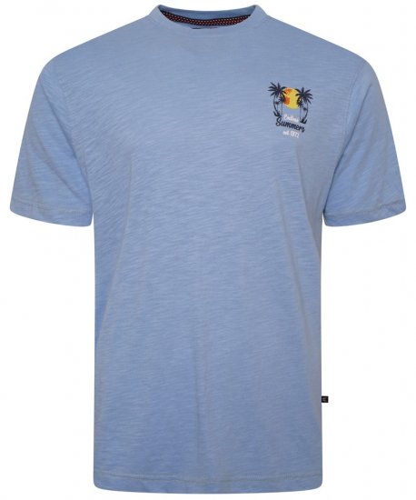 Kam Jeans 5711 Endless Summers Slub Tee With Back Print Blue - Tricouri - Tricouri Bărbați Mărimi Mari