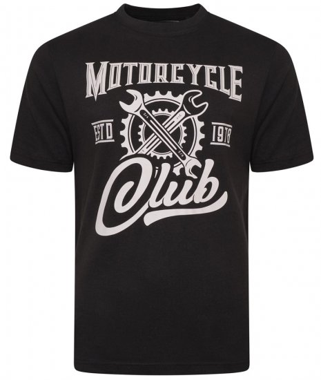 Kam Jeans 5712 Twin Pack Motorcycle/Cycle Print Tee Black and Navy - Tricouri - Tricouri Bărbați Mărimi Mari