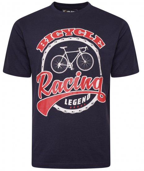 Kam Jeans 5712 Twin Pack Motorcycle/Cycle Print Tee Black and Navy - Tricouri - Tricouri Bărbați Mărimi Mari